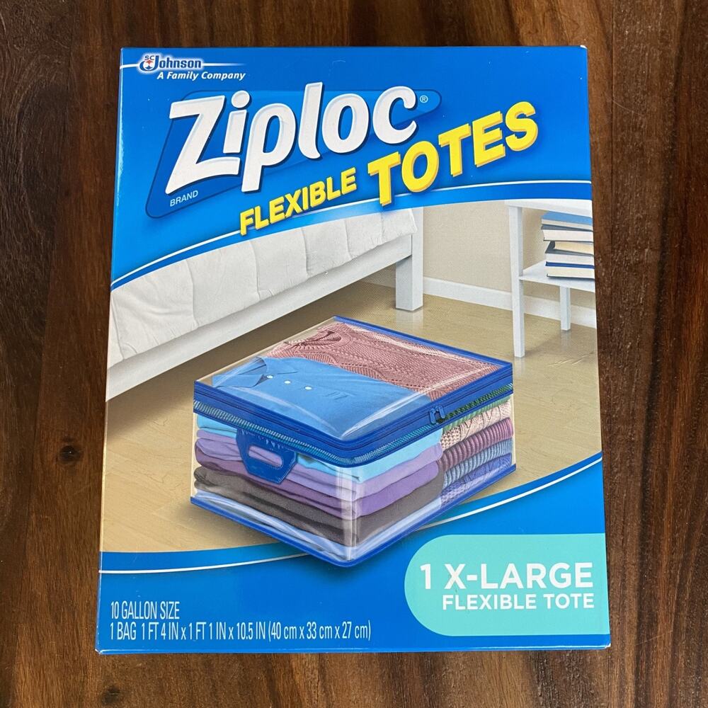 New Ziploc X-Large Flexible Storage Tote 10 Gallon Clear Plastic